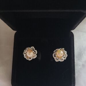 Genuine Pearl  Earrings New In Gift Box